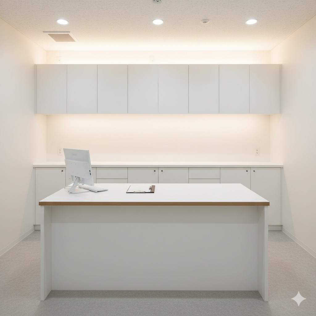 大阪市 クリニック設備工事 給排水と診察室施工イメージ