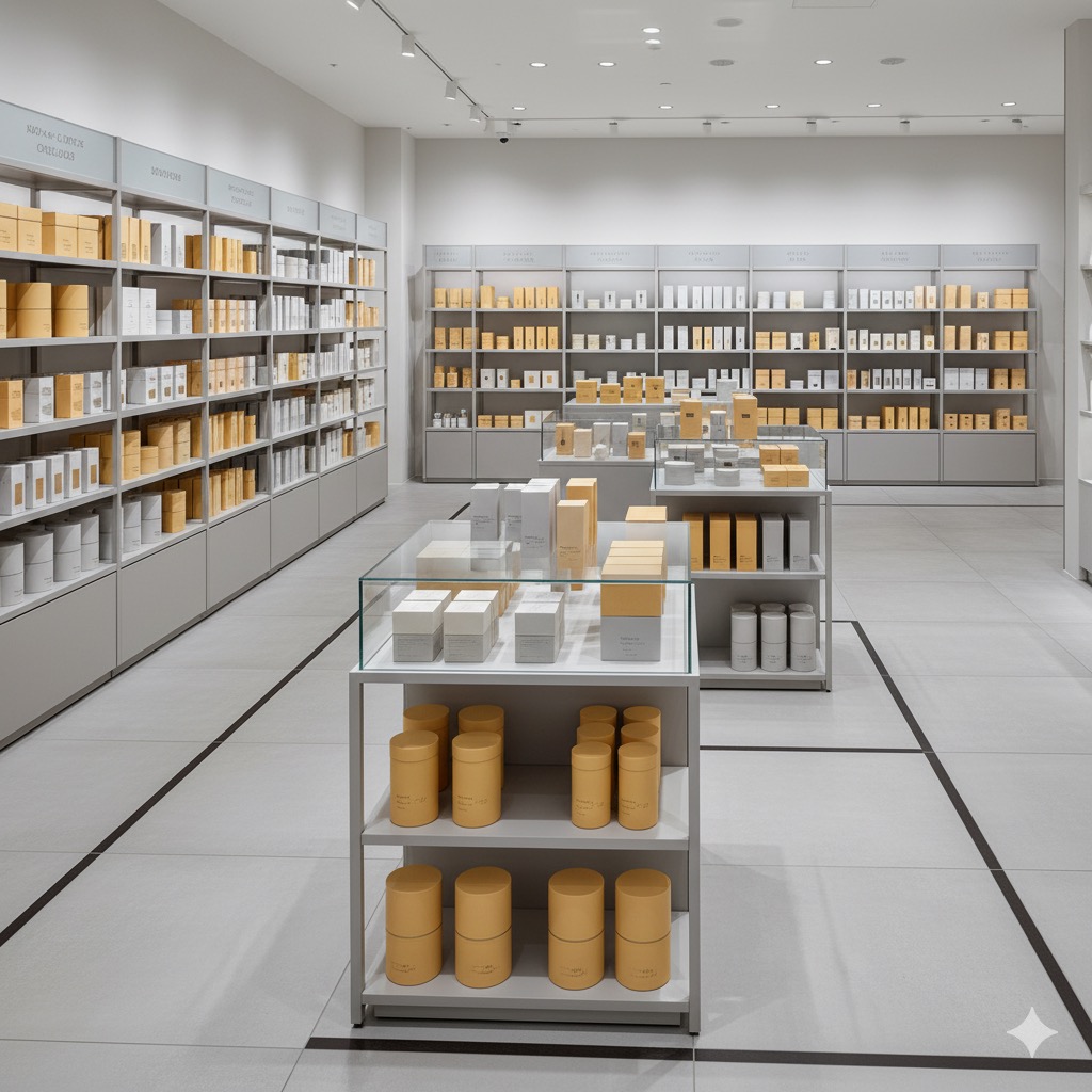 小売店の内装工事 レジカウンター 陳列棚 レイアウト設計 名古屋